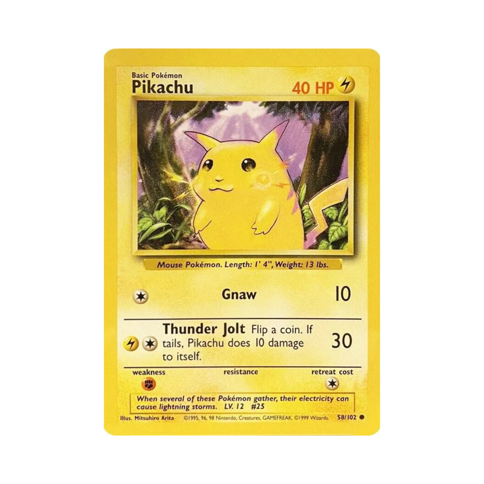Pikachu 58/102 Base Set Common Near Mint