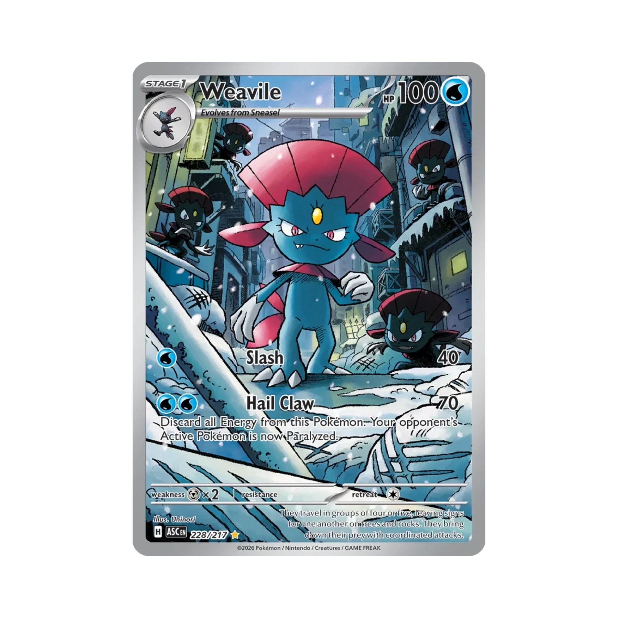 Weavile 228/217 Ascended Heroes Illustration Rare Near Mint