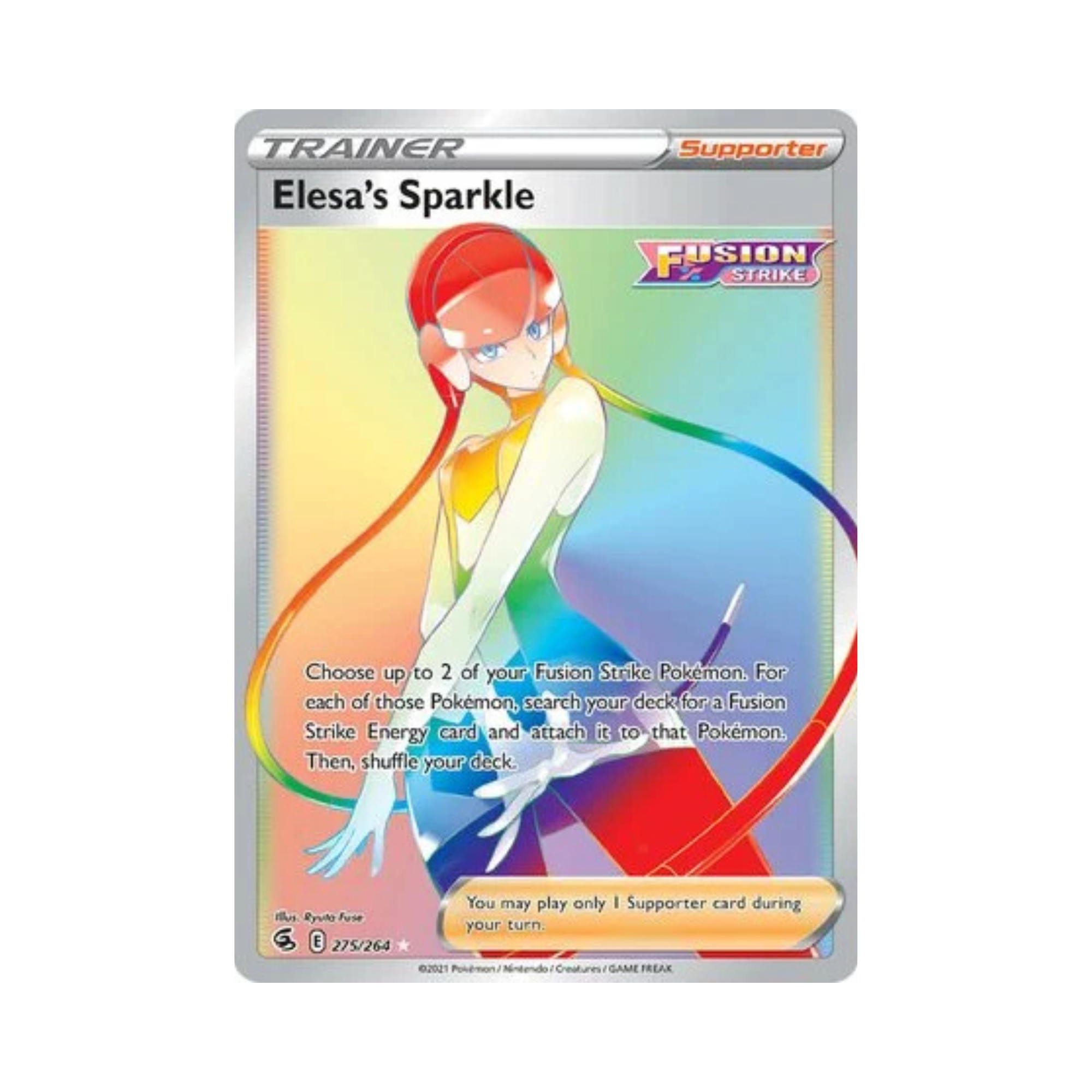 Elesa's Sparkle 275/264 Fusion Strike Rainbow Rare Near Mint