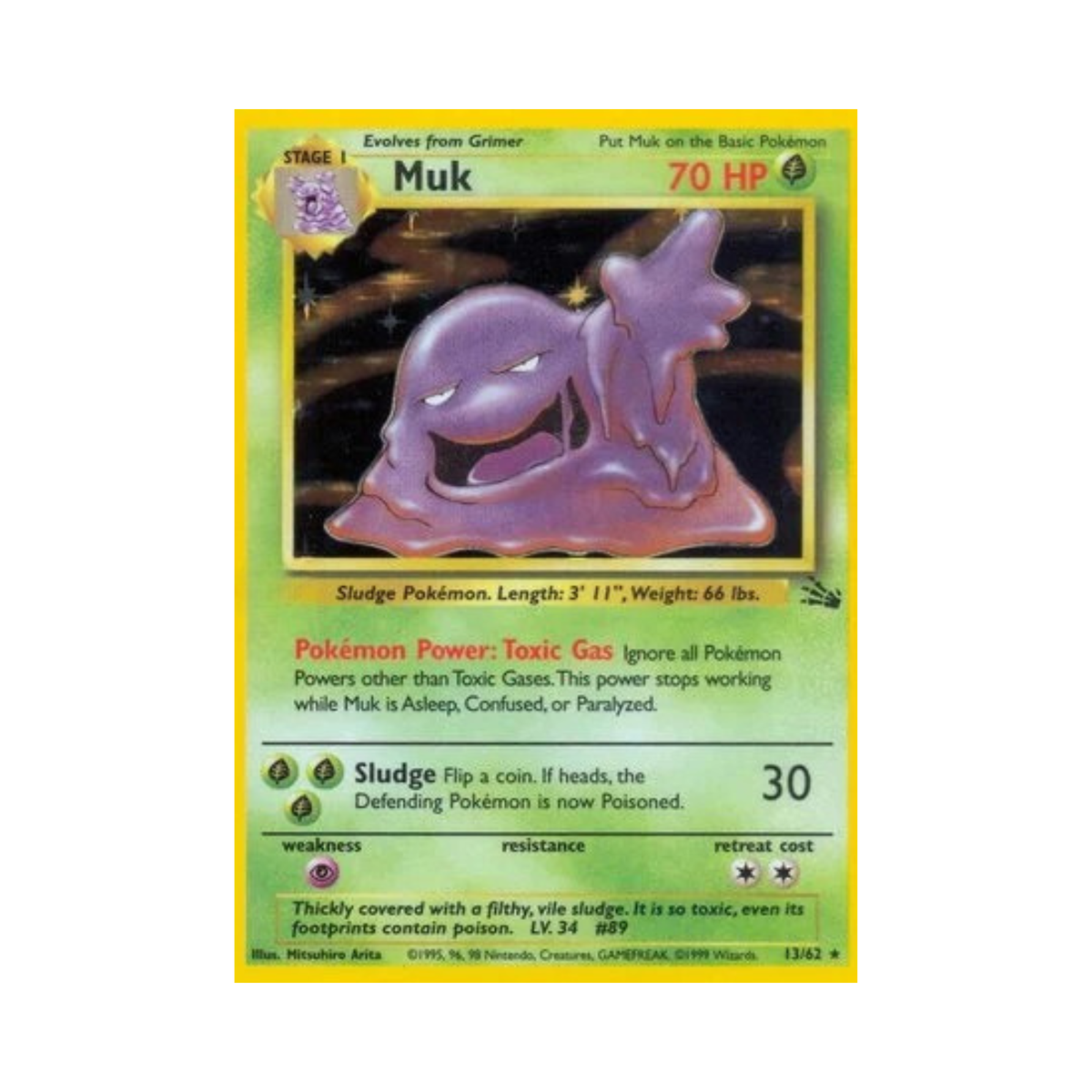 Muk 13/62 Fossil Holo Rare Light Played