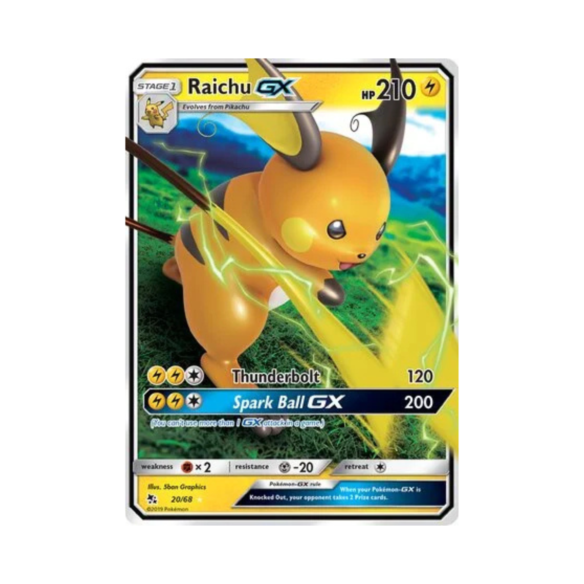 Riachu GX Hidden Fates Ultra Rare Holo Near Mint