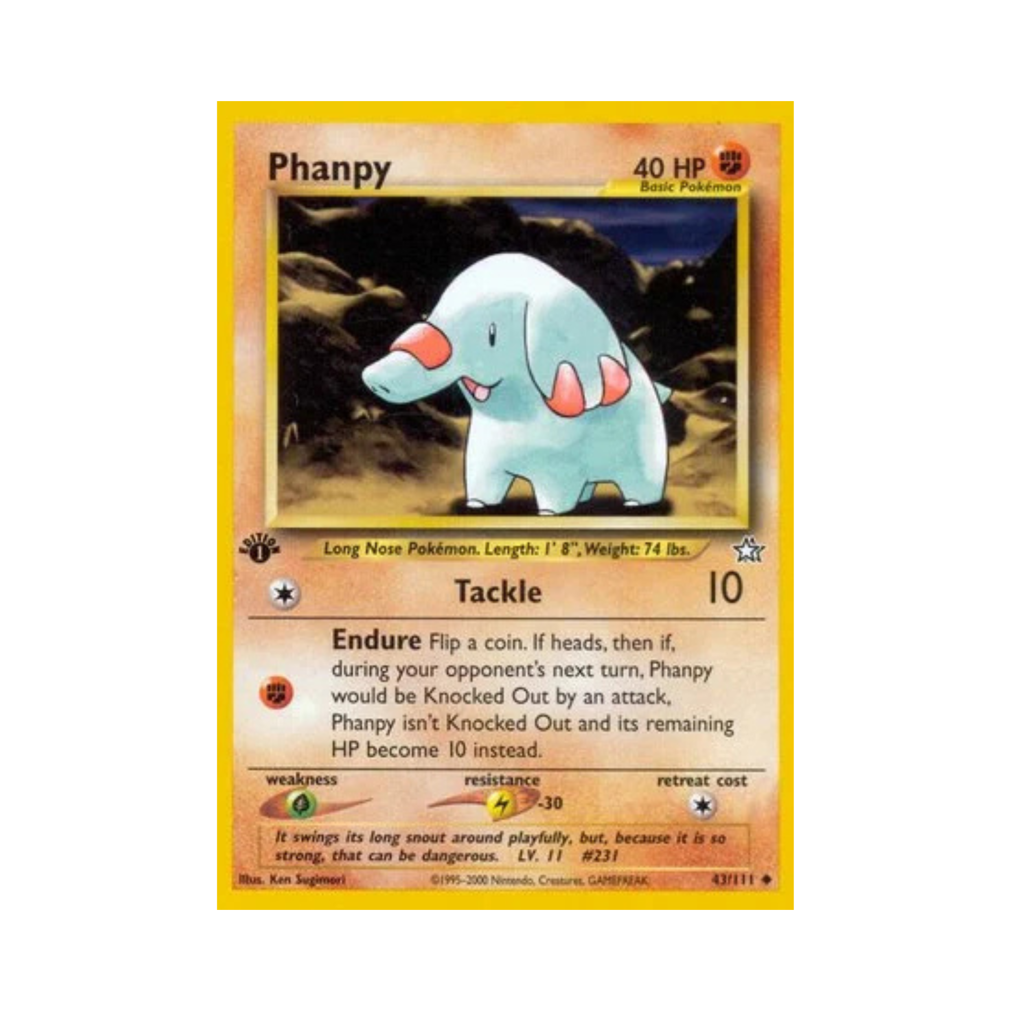 Phanpy 43/111 Neo Genesis 1st Edition Uncommon Near Mint