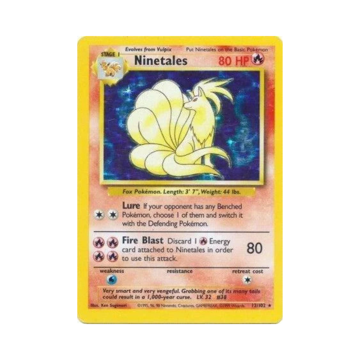 Ninetales 12/102 Base Set Rare Holo Heavily Played